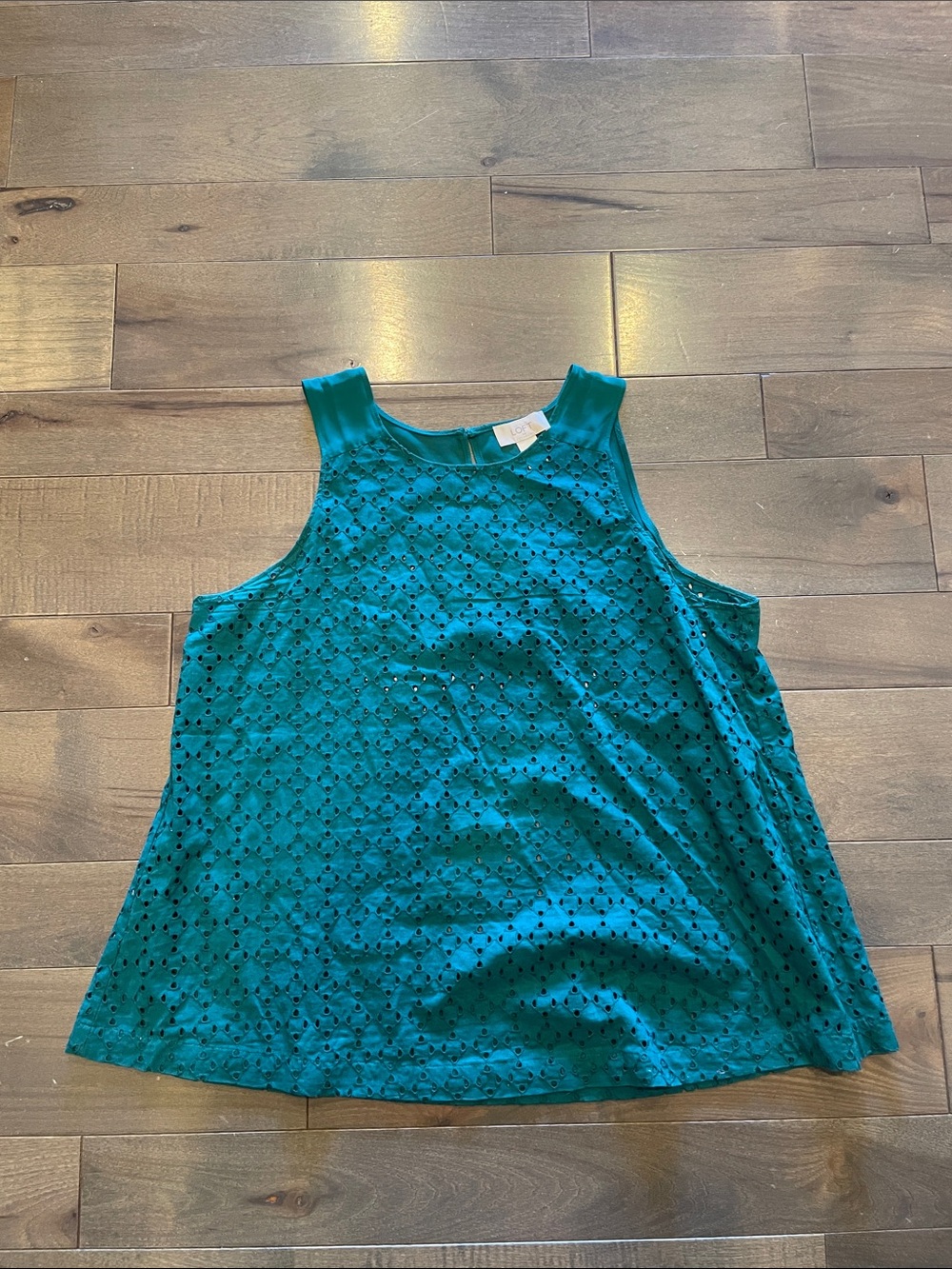LOFT Teal Eyelet Sleeveless Tank